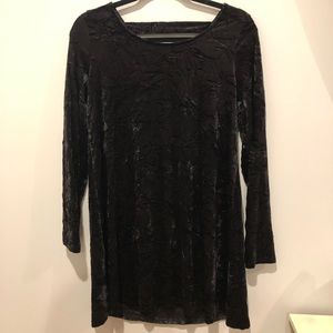 Black crushed velvet dress